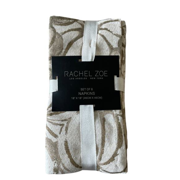 Rachel Zoe Fall Pumpkin Cotton Dinner Napkins 18x18 Beige Gold Fleck Set of 8 - Picture 8 of 12